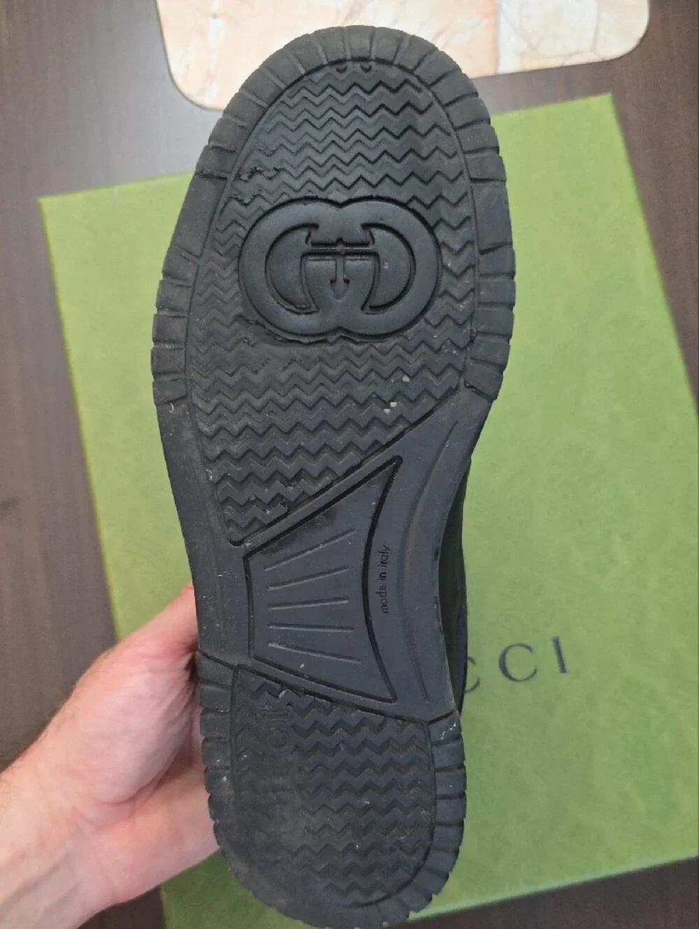 Gucci Men’s Black Leather Sneakers with Silver Double G Hardware